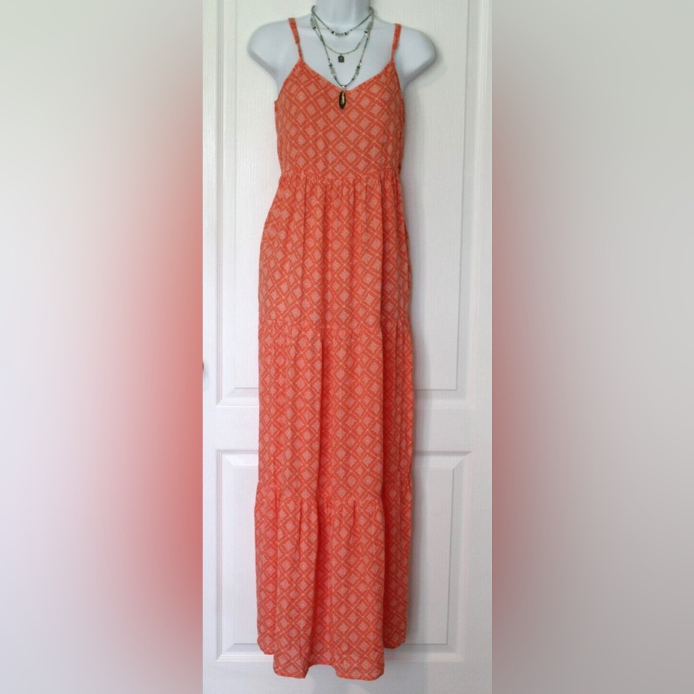 Kohl's "So" Orange/Peach Maxi Rayon Spaghetti Strap Sundress